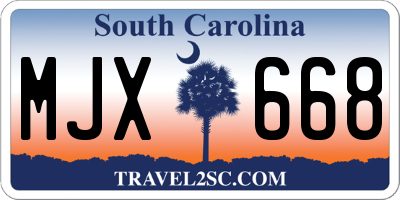 SC license plate MJX668