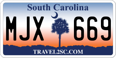 SC license plate MJX669