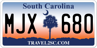 SC license plate MJX680
