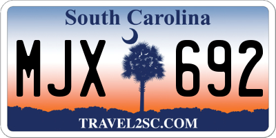 SC license plate MJX692