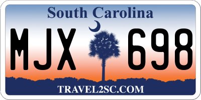 SC license plate MJX698