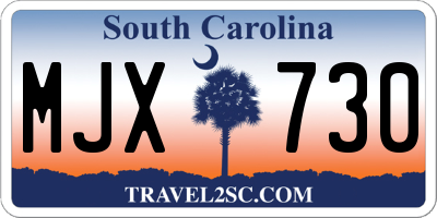 SC license plate MJX730