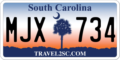 SC license plate MJX734