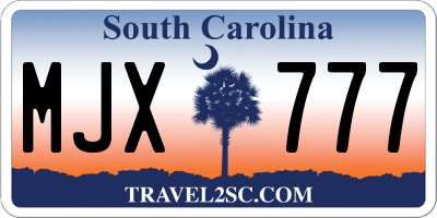 SC license plate MJX777