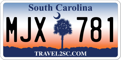 SC license plate MJX781