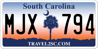 SC license plate MJX794