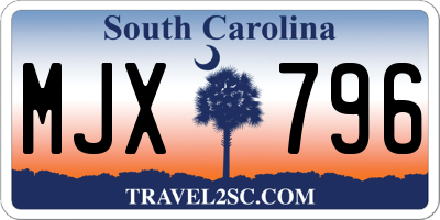 SC license plate MJX796
