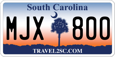 SC license plate MJX800