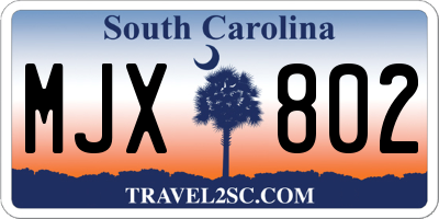 SC license plate MJX802