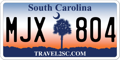 SC license plate MJX804