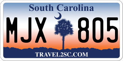 SC license plate MJX805