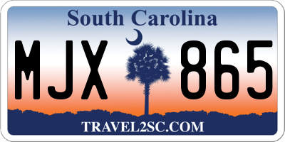 SC license plate MJX865