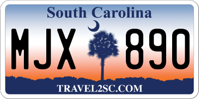 SC license plate MJX890