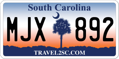 SC license plate MJX892