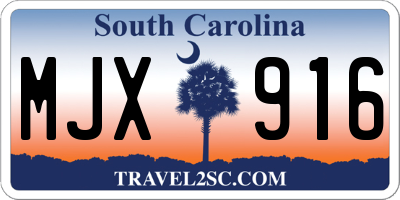SC license plate MJX916