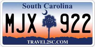 SC license plate MJX922