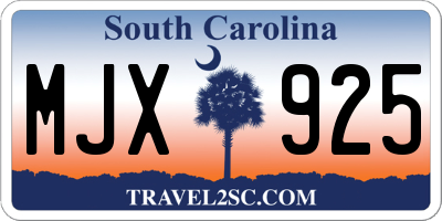 SC license plate MJX925