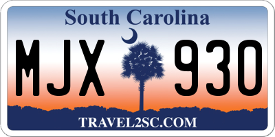 SC license plate MJX930