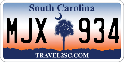 SC license plate MJX934