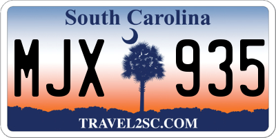 SC license plate MJX935