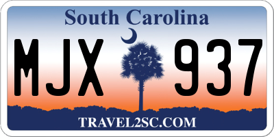 SC license plate MJX937