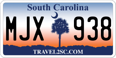 SC license plate MJX938