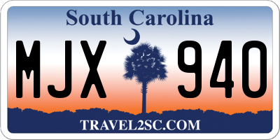 SC license plate MJX940