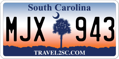 SC license plate MJX943