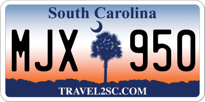 SC license plate MJX950