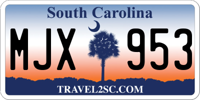 SC license plate MJX953
