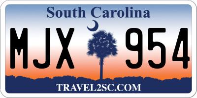 SC license plate MJX954