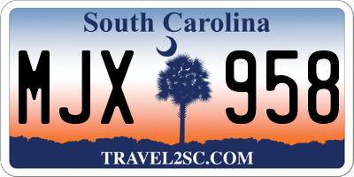 SC license plate MJX958
