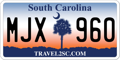 SC license plate MJX960