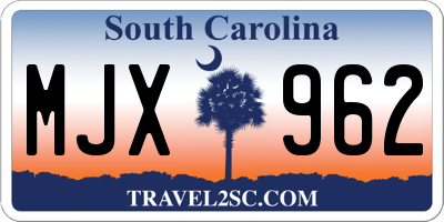 SC license plate MJX962