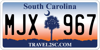 SC license plate MJX967