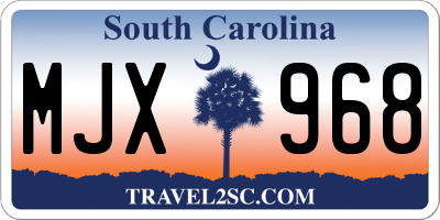 SC license plate MJX968
