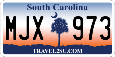 SC license plate MJX973