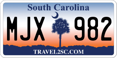 SC license plate MJX982