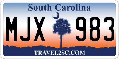 SC license plate MJX983