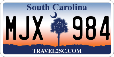 SC license plate MJX984