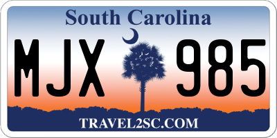 SC license plate MJX985