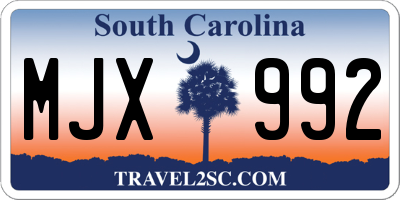 SC license plate MJX992