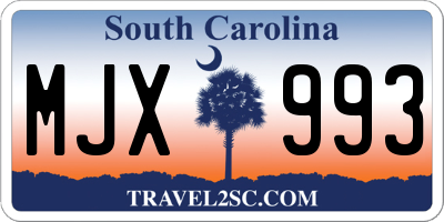 SC license plate MJX993