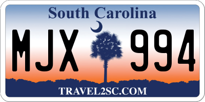 SC license plate MJX994