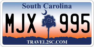 SC license plate MJX995