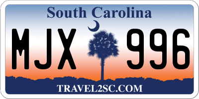 SC license plate MJX996