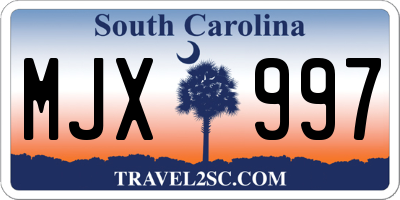 SC license plate MJX997
