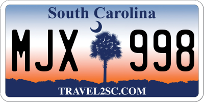 SC license plate MJX998