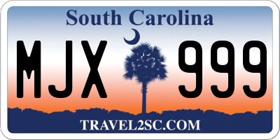 SC license plate MJX999