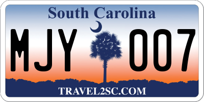 SC license plate MJY007